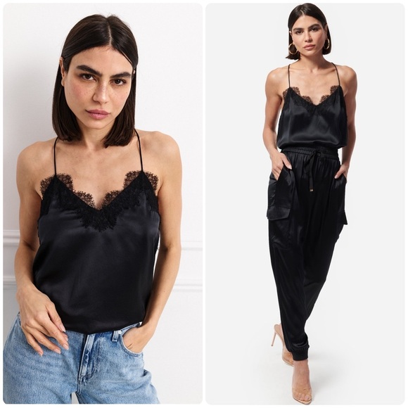 New! CAMI NYC Racer Charmeuse Lace Silk Cami in Black 🖤 Medium - Picture 2 of 12